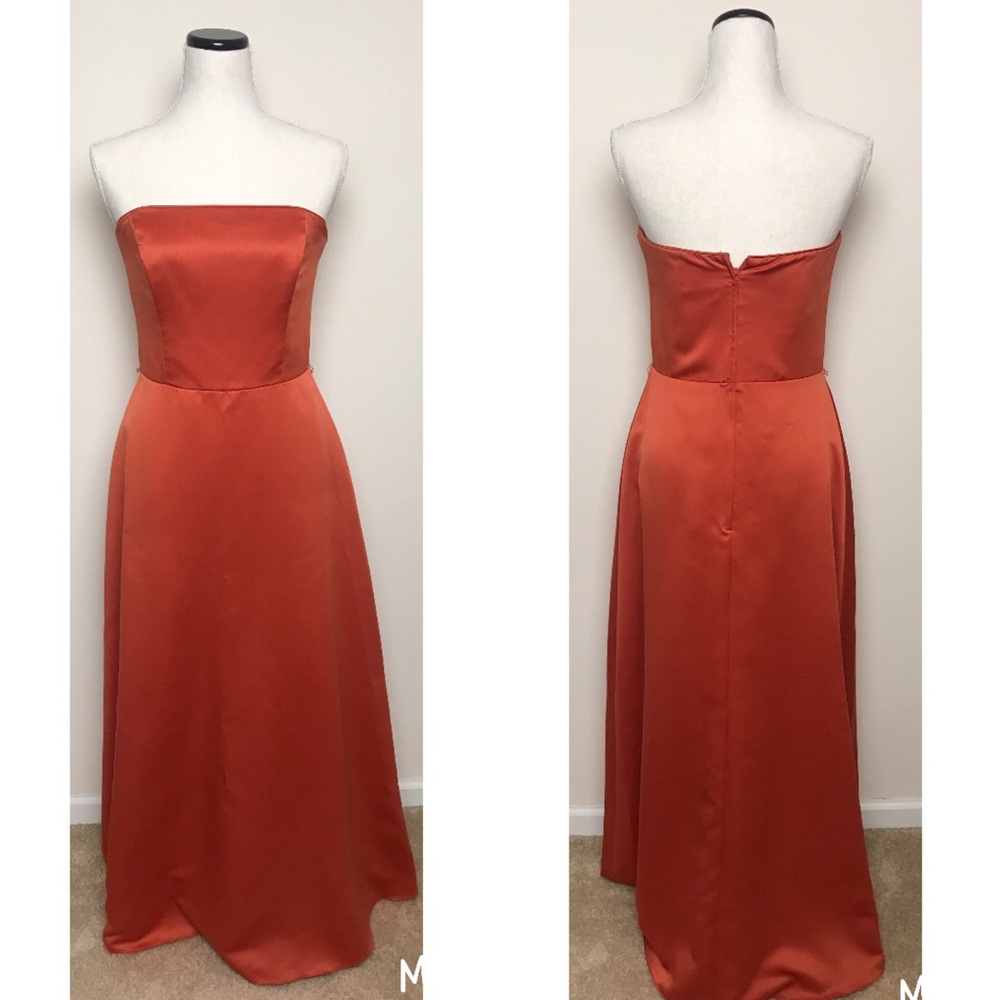 Alfred Angelo burnt orange strapless formal gown